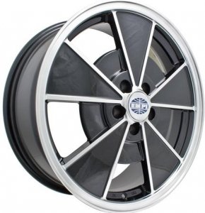 EMPI 9736 - BRM NEW BEETLE ALL Gloss Black w/ Polished Lip & Spoke Edges - 17"X7" - 5X100