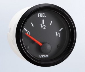 V301020 VDO-301-020 - 301020 - BLACK FACE COCKPIT FUEL LEVEL GAUGE-USE VW SENDER V221012 - 2-1/16 (52MM) IN. (For V221012 or OEM Sender)